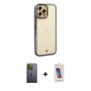 MARSİLYAN™- iPhone 12 Pro Max Kılıf Çekirdek Klasik Serisi - Siyah Joko 5D Cam + Neon Fosforlu Kamera Lens - YL