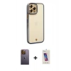 MARSİLYAN™- iPhone 12 Pro Max Kılıf Çekirdek Klasik Serisi - Siyah Joko 5D Cam + Neon Fosforlu Kamera Lens - SI
