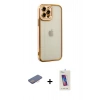 MARSİLYAN™- iPhone 12 Pro Max Kılıf Çekirdek Klasik Serisi - Siyah Joko 5D Cam + Renkli Kamera Lens Koruma Cam - PE