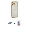 MARSİLYAN™- iPhone 12 Pro Max Kılıf Çekirdek Klasik Serisi - Siyah Joko 5D Cam + Renkli Kamera Lens Koruma Cam - PE