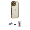 MARSİLYAN™- iPhone 12 Pro Max Kılıf Çekirdek Klasik Serisi - Siyah Joko 5D Cam + Renkli Kamera Lens Koruma Cam - SI