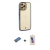 MARSİLYAN™- iPhone 12 Pro Max Kılıf Çekirdek Klasik Serisi - Siyah Joko 5D Cam + Shine Kamera Lens Koruma Cam - GD