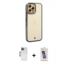 MARSİLYAN™- iPhone 12 Pro Max Kılıf Çekirdek Klasik Serisi - Siyah Joko 5D Cam + Shine Kamera Lens - LT