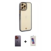 MARSİLYAN™- iPhone 12 Pro Max Kılıf Çekirdek Klasik Serisi - Siyah Joko 5D Cam + Neon Fosforlu Kamera Lens - TU
