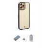 MARSİLYAN™- iPhone 12 Pro Max Kılıf Çekirdek Klasik Serisi - Siyah Joko Magic 5D Cam + Gökkuşağı Shine Kamera Lens Koruma Cam