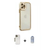 MARSİLYAN™- iPhone 12 Pro Max Kılıf Çekirdek Klasik Serisi - Siyah Joko Magic 5D Cam + Gold Shine Kamera Lens