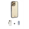 MARSİLYAN™- iPhone 12 Pro Max Kılıf Çekirdek Klasik Serisi - Siyah Joko Magic 5D Cam + Gold Shine Kamera Lens