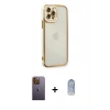 MARSİLYAN™- iPhone 12 Pro Max Kılıf Çekirdek Klasik Serisi - Siyah Joko Magic 5D Cam + Neon Fosforlu Kamera Lens - SI