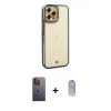 MARSİLYAN™- iPhone 12 Pro Max Kılıf Çekirdek Klasik Serisi - Siyah Joko Magic 5D Cam + Neon Fosforlu Kamera Lens - SI