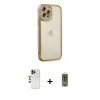 MARSİLYAN™- iPhone 12 Pro Max Kılıf Çekirdek Klasik Serisi - Siyah Joko Magic 5D Hayalet Cam + Gold Shine Kamera Lens