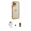 MARSİLYAN™- iPhone 12 Pro Max Kılıf Çekirdek Klasik Serisi - Siyah Joko Magic 5D Hayalet Cam + Gold Shine Kamera Lens