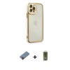 MARSİLYAN™- iPhone 12 Pro Max Kılıf Çekirdek Klasik Serisi - Siyah Joko Magic 5D Hayalet Cam + Metal Kamera Lens Koruma Cam - KI