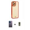 MARSİLYAN™- iPhone 12 Pro Max Kılıf Çekirdek Klasik Serisi - Siyah Joko Magic 5D Hayalet Cam + Mavi Neon Fosforlu Kamera Lens