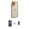 MARSİLYAN™- iPhone 12 Pro Max Kılıf Çekirdek Klasik Serisi - Siyah Joko Magic 5D Hayalet Cam + Mavi Neon Fosforlu Kamera Lens