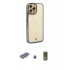 MARSİLYAN™- iPhone 12 Pro Max Kılıf Çekirdek Klasik Serisi - Siyah Joko Magic 5D Hayalet Cam + Renkli Kamera Lens Koruma Cam - MI