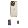 MARSİLYAN™- iPhone 12 Pro Max Kılıf Çekirdek Klasik Serisi - Siyah Joko Magic 5D Hayalet Cam + Neon Fosforlu Kamera Lens - SI