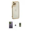 MARSİLYAN™- iPhone 12 Pro Max Kılıf Çekirdek Klasik Serisi - Siyah Joko Magic 5D Hayalet Cam + Neon Fosforlu Kamera Lens - YL