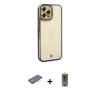 MARSİLYAN™- iPhone 12 Pro Max Kılıf Çekirdek Klasik Serisi - Siyah Joko Magic 5D Hayalet Cam + Renkli Kamera Lens Koruma Cam - TU