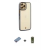 MARSİLYAN™- iPhone 12 Pro Max Kılıf Çekirdek Klasik Serisi - Siyah Joko Magic 5D Hayalet Cam + Shine Kamera Lens Koruma Cam - PE