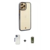MARSİLYAN™- iPhone 12 Pro Max Kılıf Çekirdek Klasik Serisi - Siyah Joko Magic 5D Hayalet Cam + Shine Kamera Lens - LT