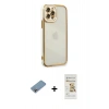 MARSİLYAN™- iPhone 12 Pro Max Kılıf Çekirdek Klasik Serisi - Siyah Mat Seramik Nano Ekran Koruyucu + Shine Kamera Lens Koruma Cam - GI