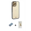 MARSİLYAN™- iPhone 12 Pro Max Kılıf Çekirdek Klasik Serisi - Siyah Mat Seramik Nano Ekran Koruyucu + Shine Kamera Lens Koruma Cam - GI