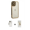 MARSİLYAN™- iPhone 12 Pro Max Kılıf Çekirdek Klasik Serisi - Siyah Mat Seramik Nano Ekran Koruyucu + Shine Kamera Lens - GD