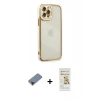 MARSİLYAN™- iPhone 12 Pro Max Kılıf Çekirdek Klasik Serisi - Siyah Mat Seramik Nano Ekran Koruyucu + Metal Kamera Lens Koruma Cam - KI