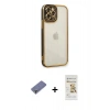 MARSİLYAN™- iPhone 12 Pro Max Kılıf Çekirdek Klasik Serisi - Siyah Mat Seramik Nano Ekran Koruyucu + Metal Kamera Lens Koruma Cam - GD