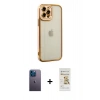 MARSİLYAN™- iPhone 12 Pro Max Kılıf Çekirdek Klasik Serisi - Siyah Mat Seramik Nano Ekran Koruyucu + Neon Fosforlu Kamera Lens - MI