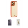 MARSİLYAN™- iPhone 12 Pro Max Kılıf Çekirdek Klasik Serisi - Siyah Mat Seramik Nano Ekran Koruyucu + Neon Fosforlu Kamera Lens - BZ