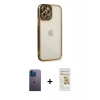 MARSİLYAN™- iPhone 12 Pro Max Kılıf Çekirdek Klasik Serisi - Siyah Mat Seramik Nano Ekran Koruyucu + Neon Fosforlu Kamera Lens - MI