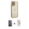 MARSİLYAN™- iPhone 12 Pro Max Kılıf Çekirdek Klasik Serisi - Siyah Mat Seramik Nano Ekran Koruyucu + Neon Fosforlu Kamera Lens - BZ