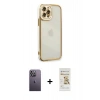 MARSİLYAN™- iPhone 12 Pro Max Kılıf Çekirdek Klasik Serisi - Siyah Mat Seramik Nano Ekran Koruyucu + Neon Fosforlu Kamera Lens - BZ