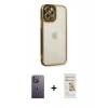 MARSİLYAN™- iPhone 12 Pro Max Kılıf Çekirdek Klasik Serisi - Siyah Mat Seramik Nano Ekran Koruyucu + Neon Fosforlu Kamera Lens - BZ