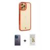 MARSİLYAN™- iPhone 12 Pro Max Kılıf Çekirdek Klasik Serisi - Siyah Mat Seramik Nano Ekran Koruyucu + Neon Fosforlu Kamera Lens - MI