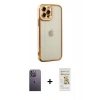 MARSİLYAN™- iPhone 12 Pro Max Kılıf Çekirdek Klasik Serisi - Siyah Mat Seramik Nano Ekran Koruyucu + Neon Fosforlu Kamera Lens - BZ