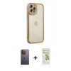 MARSİLYAN™- iPhone 12 Pro Max Kılıf Çekirdek Klasik Serisi - Siyah Mat Seramik Nano Ekran Koruyucu + Neon Fosforlu Kamera Lens - SI