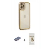 MARSİLYAN™- iPhone 12 Pro Max Kılıf Çekirdek Klasik Serisi - Siyah Mat Seramik Nano Ekran Koruyucu + Renkli Kamera Lens Koruma Cam - PE