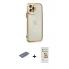 MARSİLYAN™- iPhone 12 Pro Max Kılıf Çekirdek Klasik Serisi - Siyah Mat Seramik Nano Ekran Koruyucu + Renkli Kamera Lens Koruma Cam - YL