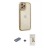 MARSİLYAN™- iPhone 12 Pro Max Kılıf Çekirdek Klasik Serisi - Siyah Mat Seramik Nano Ekran Koruyucu + Renkli Kamera Lens Koruma Cam - YL