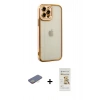 MARSİLYAN™- iPhone 12 Pro Max Kılıf Çekirdek Klasik Serisi - Siyah Mat Seramik Nano Ekran Koruyucu + Renkli Kamera Lens Koruma Cam - SI