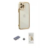MARSİLYAN™- iPhone 12 Pro Max Kılıf Çekirdek Klasik Serisi - Siyah Mat Seramik Nano Ekran Koruyucu + Renkli Kamera Lens Koruma Cam - SI