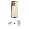 MARSİLYAN™- iPhone 12 Pro Max Kılıf Çekirdek Klasik Serisi - Siyah Mat Seramik Nano Ekran Koruyucu + Shine Kamera Lens Koruma Cam - MI