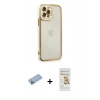 MARSİLYAN™- iPhone 12 Pro Max Kılıf Çekirdek Klasik Serisi - Siyah Mat Seramik Nano Ekran Koruyucu + Shine Kamera Lens Koruma Cam - MI