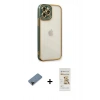 MARSİLYAN™- iPhone 12 Pro Max Kılıf Çekirdek Klasik Serisi - Siyah Mat Seramik Nano Ekran Koruyucu + Siyah Shine Kamera Lens Koruma Cam