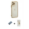 MARSİLYAN™- iPhone 12 Pro Max Kılıf Çekirdek Klasik Serisi - Siyah Mat Seramik Nano Ekran Koruyucu + Siyah Shine Kamera Lens Koruma Cam