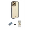 MARSİLYAN™- iPhone 12 Pro Max Kılıf Çekirdek Klasik Serisi - Siyah Mat Seramik Nano Ekran Koruyucu + Siyah Shine Kamera Lens Koruma Cam