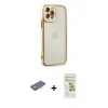 MARSİLYAN™- iPhone 12 Pro Max Kılıf Çekirdek Klasik Serisi - Siyah Mat Seramik Nano Ekran Koruyucu + Renkli Kamera Lens Koruma Cam - TU