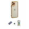 MARSİLYAN™- iPhone 12 Pro Max Kılıf Çekirdek Klasik Serisi - Siyah Polymer Nano Ekran Koruyucu + Metal Kamera Lens Koruma Cam - GD